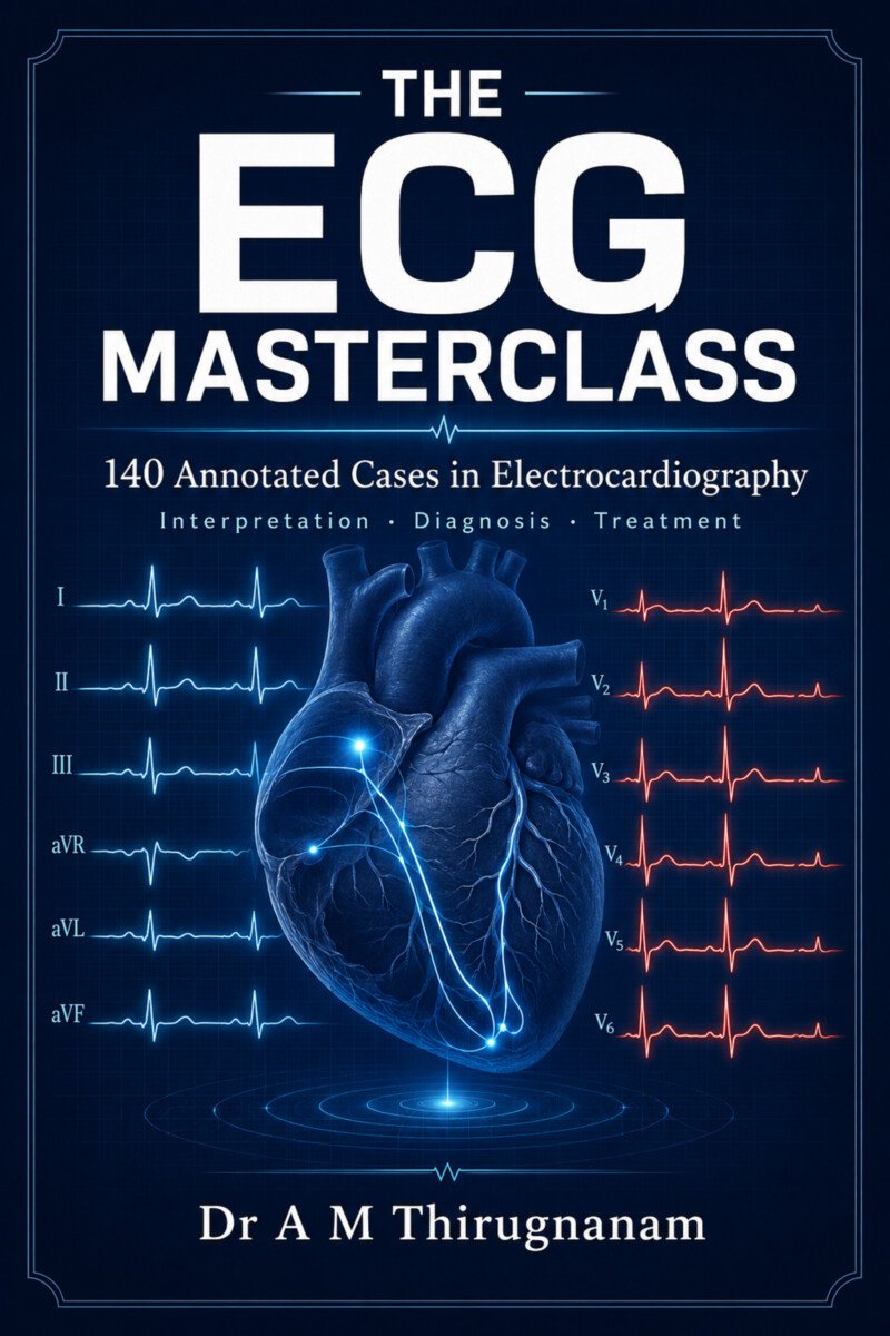 The ECG Masterclass book cover by Dr A M Thirugnanam